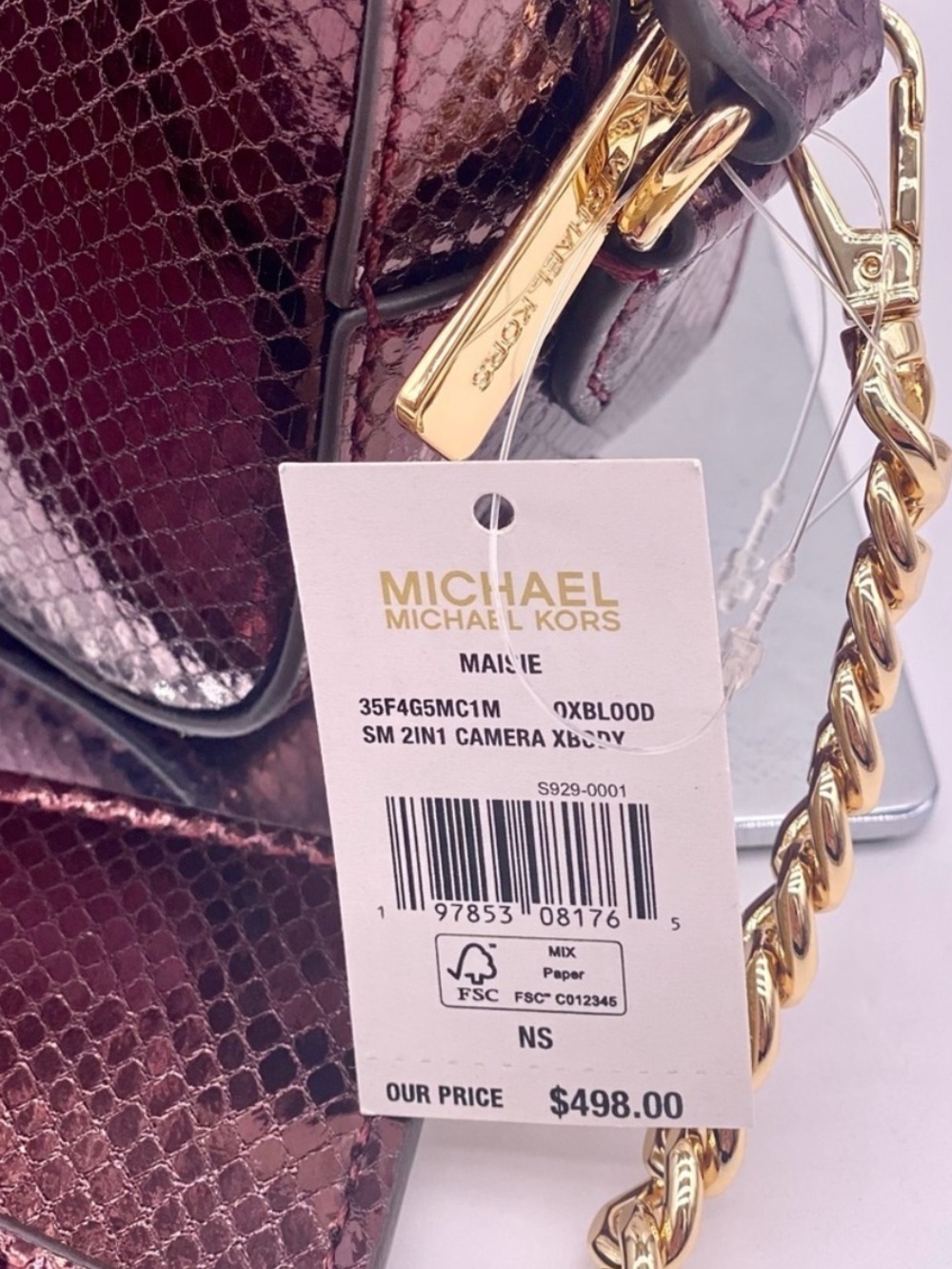 Michael Kors Maisie 2-in-1 Camera Crossbody - Oxblood Embossed Leather - Picture 10 of 10